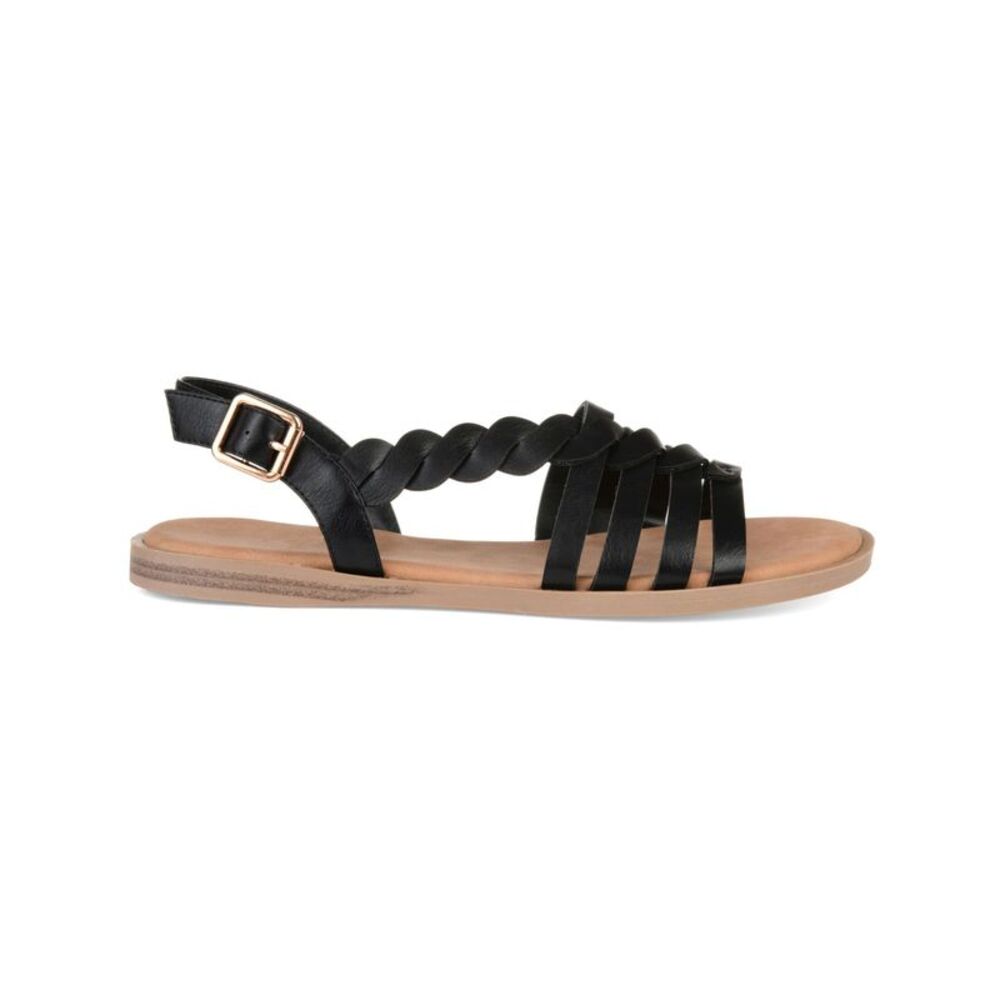 JOURNEE COLLECTION Womens Black Strap Solay Toe Slip On Slingback Sandal 7.5